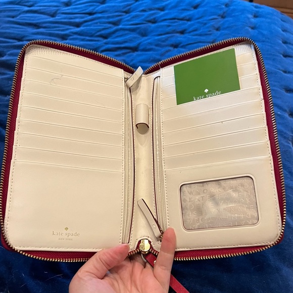 Kate Spade large zip around wallet, cranberry red - Picture 2 of 3
